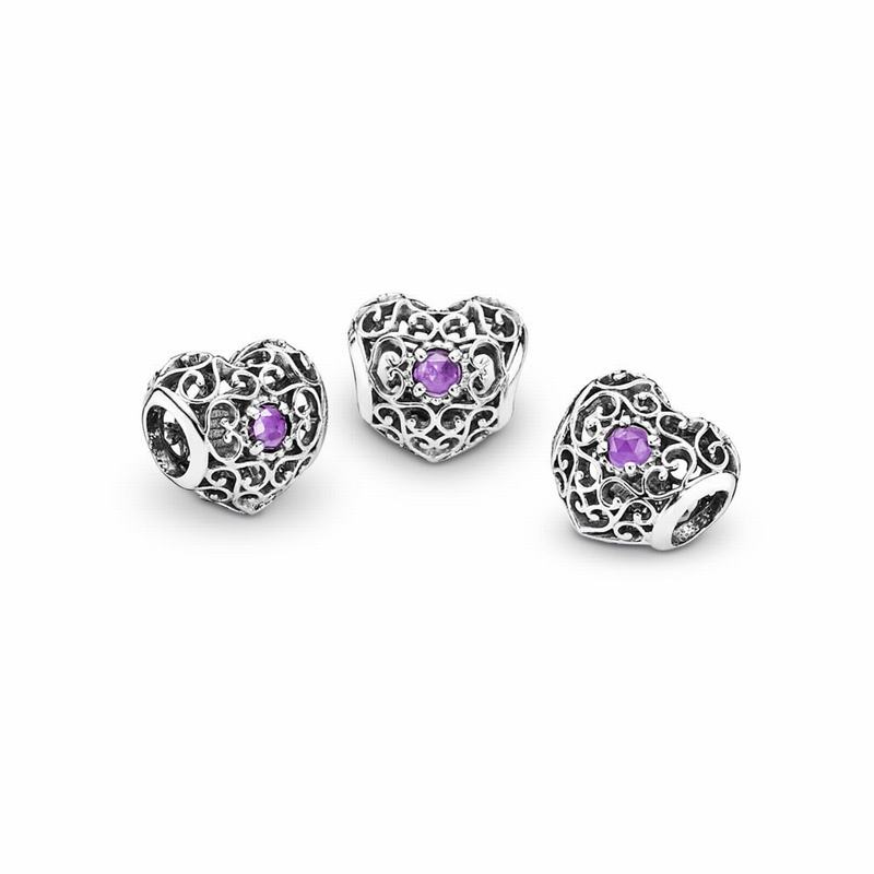 Talismane Pandora February Signature Inima Argint/Violet (eHstWcrp)